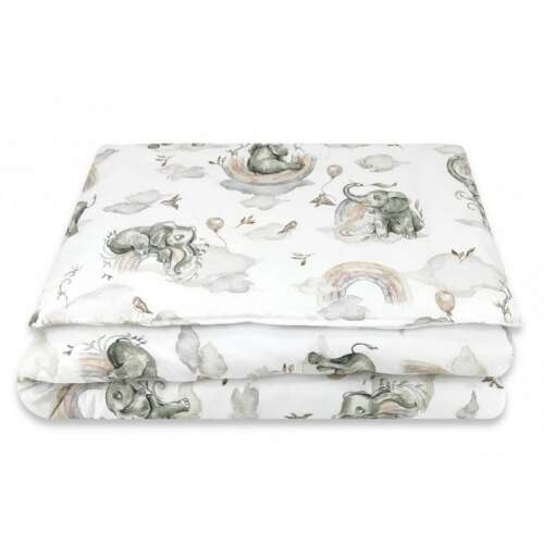 Baby Shop 2 részes babaágynemű szett szivárványos elefánt mintával