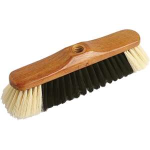 Partvis seprűfej fa nyéllel, fekete és fehér sörtékkel - Partvis fej