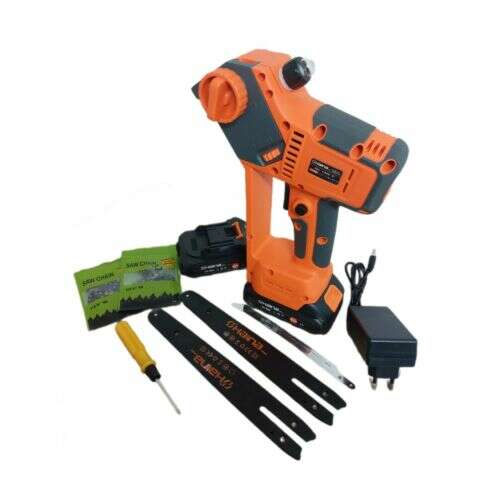 Haina HM-6800 Cordless Chainsaw with 2 Batteries, 2 Chains, 8-inch Bar, 62V, Automatic Oiling