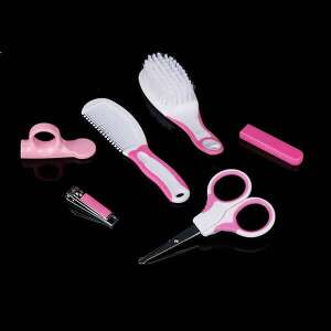 Nipperino baba köröm- és hajápoló szett, 6 részes szett, tartalmaz körömvágót, ollót, fésűt, kefét, körömreszelőt és körömolló-pajzsot - Babaápolási szett