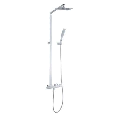 ABELIA shower column with thermostatic mixer, shower head and hand shower, chrome finish