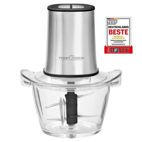 ProfiCook PC-MZ 1150 Чопър за храна, неръждаема стомана, стъклена купа, 2 скорости, функция за трошене на лед