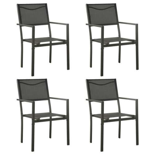 vidaXL 4 db fekete és antracitszürke textilén és acél kerti szék 43900714