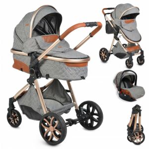 Cangaroo Alma 3 az 1-ben Babakocsi - Sötét Szürke, Kollázs - Moni