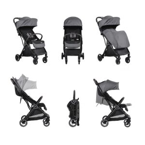 Easy Fold Szürke Automata Babakocsi Több Nézet Kollázs - Cangaroo