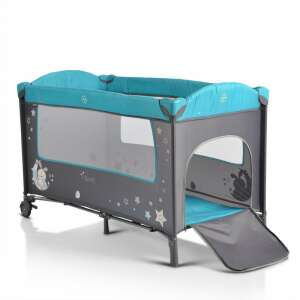 Sleepy utazóágy, türkiz színű, kerekekkel, két szinttel, pelenkázóval és játékokkal - Utazóágy és Kiegészítői