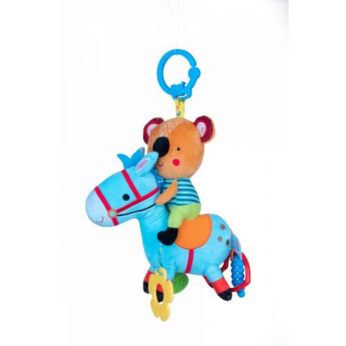 BALI BAZOO zenélő felhúzós játék, kék ló koala lovasával, tökéletes a baba fejlődéséhez