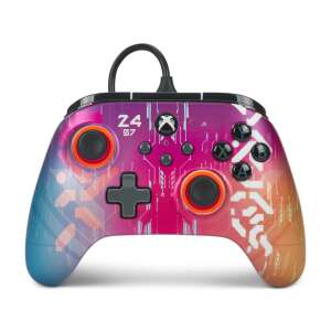 PowerA Advantage Wired Controller for Xbox Series X|S, Xbox One és PC, Cyber Style, vezetékes kontroller rózsaszín és kék mintával - PowerA
