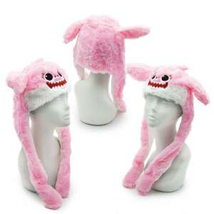 Nyuszis sapka mozgatható fülekkel, pihe-puha, rózsaszín