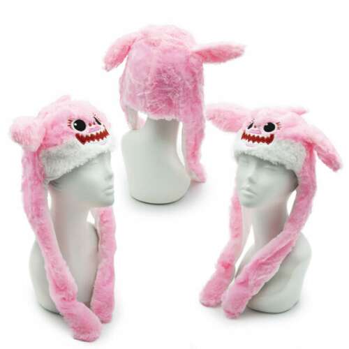 Nyuszis sapka mozgatható fülekkel, pihe-puha, rózsaszín