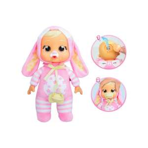 Păpușa Cry Babies Tiny Cuddles Lola iepuraș, ținută roz și albă, plânge cu lacrimi, de la 18 luni - Baba