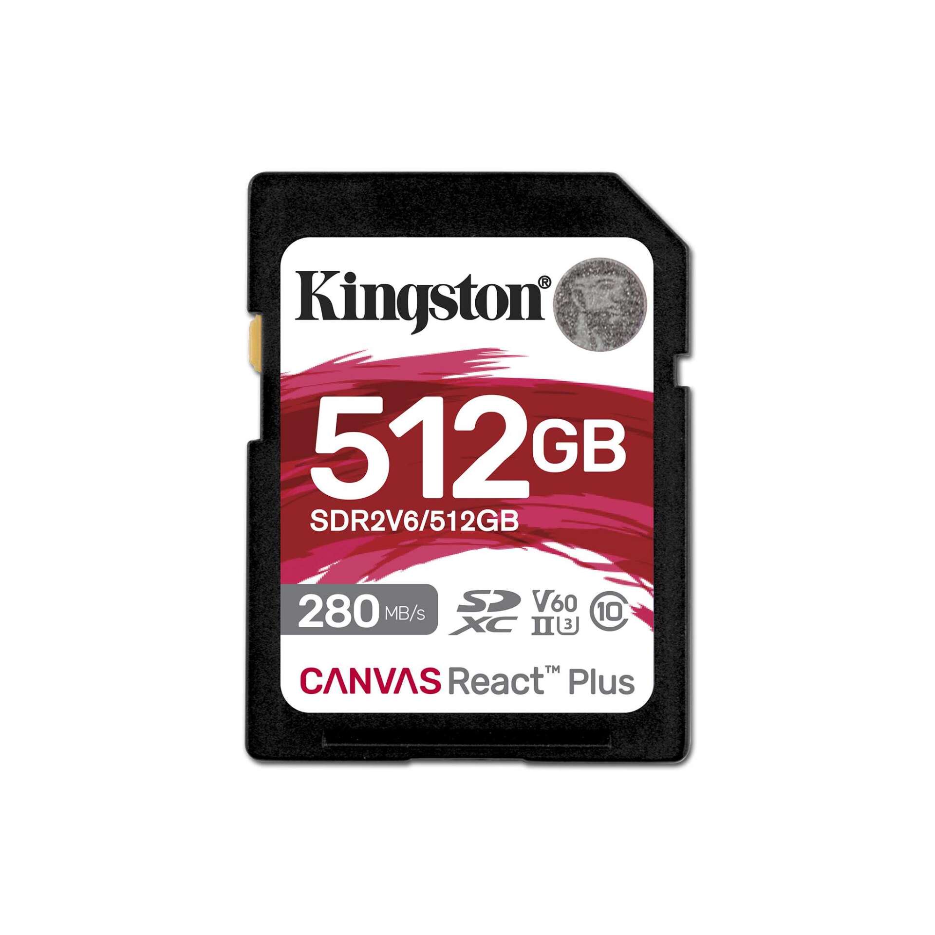 Kingston 512gb canvas react plus sdxc uhs-ii cl10 memóriakártya