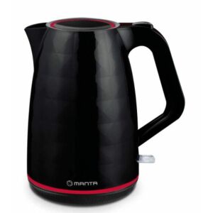 Manta KTL9230B 1.7L čierna elektrická kanvica, pohľad spredu - Varné kanvice, Sendvičovače, Stolné mixéry, Hriankovače a Odšťavovače a lisy