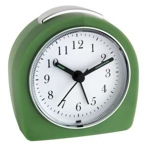 Green retro alarm clock with silent operation, no ticking,  with luminous hands and snooze function - Home & Garden