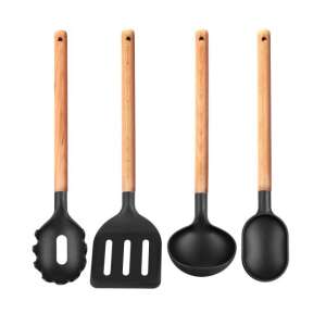 4-teiliges Küchenhelfer-Set aus Buchenholz, inklusive Pastasieb, Pfannenwender, Schöpfkelle und Löffel - Küchenutensilien-Sets