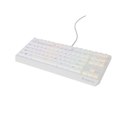 Tastatură de gaming Genesis Thor 230 TKL cu switch-uri Outemu Brown, iluminare RGB și finisaj alb