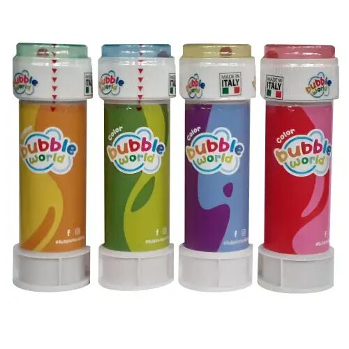 Színes buborékfújó, négy különböző színű Bubble World buborékfújó, 60 ml-es, beépített fújókával a kupakban, szórakoztató kültéri játék gyerekeknek - Buborékfújó