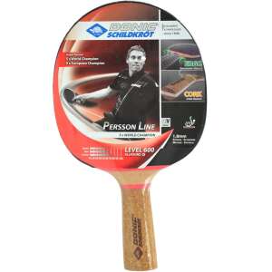 Rachetă de tenis de masă Donic Schildkrot Persson Line Level 600 Allround, negru și roșu, cu mâner din plută - Mese tenis de masă, palete și accesorii