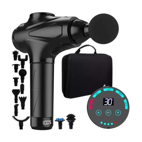 Malatec Masszázspisztoly 12 cserélhető fejjel, 30 fokozattal és hűsítő funkcióval