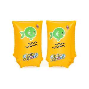 BESTWAY Wondersplash nadmuchiwane rękawki dla dzieci, żółte z zielonym wzorem ryb, pływaj bezpiecznie - Artykuł plażowy