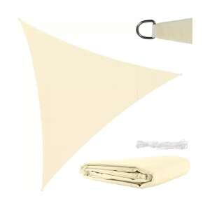 Beige triangular sun sail with ropes and metal rings, folded, 3x3x3m - Awning & Shade