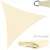 Beige triangular sun sail with ropes and metal rings, folded, 3x3x3m