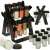 Ikonka Black Rotating Spice Rack Set with Empty and Filled Jars