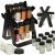 Ikonka Black Rotating Spice Rack with Jars Collage