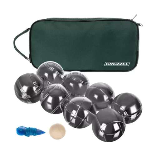 Kruzzel Boules készlet 8 golyóval, 1 fa golyóval, távolságmérő zsinórral és hordtáskával
