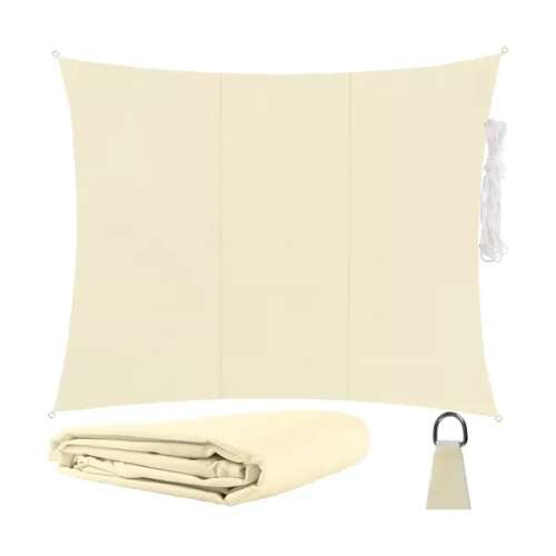 Gardlov Beige Quadratisches Sonnensegel 3x4m mit Seilen und Montagezubehör