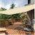 Beige shade sail over a wooden deck