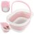 Összecsukható lábmasszázs tál fogantyúval, rózsaszín szilikon párnákkal kollázs