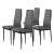 ModernHome eco-leather dining chair set of 4, gray, with black metal legs
