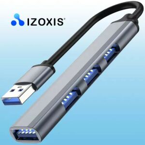 Izoxis USB Hub - 1x USB 3.0 port + 3x USB 2.0 ports, aluminum housing - USB Hub