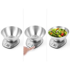 Digital Kitchen Scale with Stainless Steel Bowl, measuring ingredients - Kitchen Scale