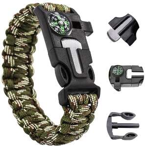 Survival Paracord Bracelet 5-in-1: Compass, Fire Starter, Knife, Rope and Whistle 94166819 - For man