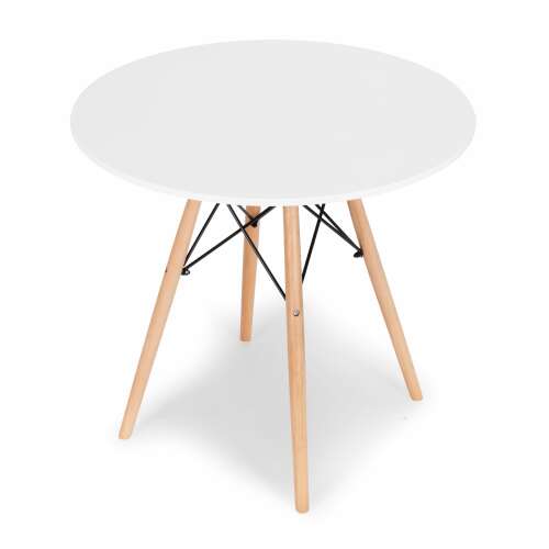 Modern fehér kerek étkezőasztal kis helyekre