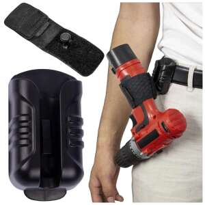 Suport negru pentru burghiu cu clip de centură, pentru burghie fără fir, accesoriu pentru centura de scule - Verk Group