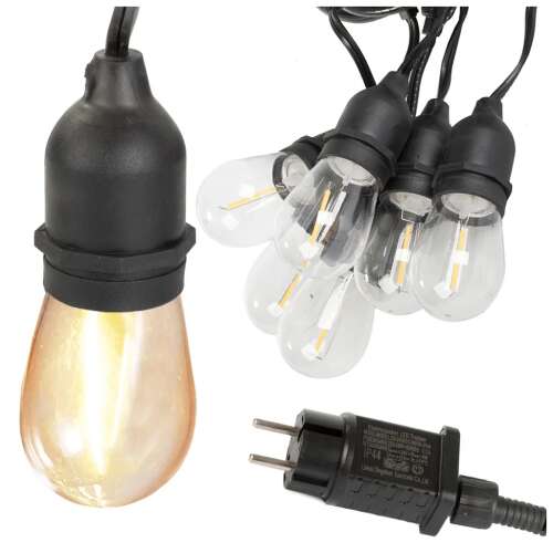 Kertészeti Branda 10 LED E27 10m Außenbeleuchtung mit warmweißen Glühbirnen