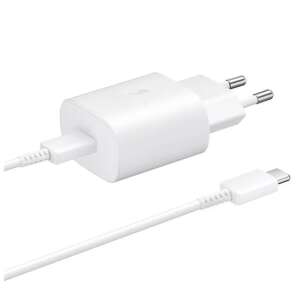 Încărcător de călătorie Samsung 25W USB-C cu cablu USB-C, alb - Samsung Încărcător de telefoane