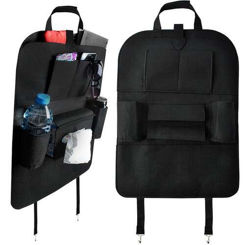Xtrobb car seat back organizer with multiple pockets, black