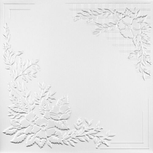 Fehér virágmintás mennyezeti díszléc, 50x50 cm dekorpanel
