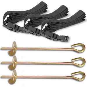 3-piece trampoline anchor kit with straps and ground anchors - Trampoline Part