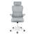 Elülső nézet a Formax ergonomikus irodai forgószék hálós háttámlával és állítható fejtámlával, szürke