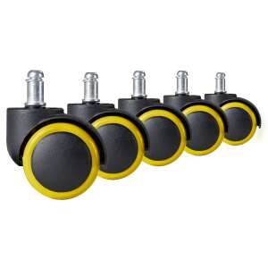 Set of 5 black and yellow office chair casters - Office Furniture