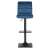 Drava bar stool with backrest in blue, side view, showing the seat, backrest, and footrest