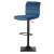 Drava bar stool with backrest in blue, side view, showing the seat, backrest, and footrest