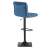 Drava bar stool with backrest in blue, back view, showing the backrest and the base of the stool