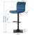 Drava bar stool with backrest in blue velvet, dimensions