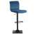 Drava bar stool with backrest in blue, side view, showing the seat, backrest, and footrest